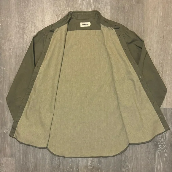 Taylor Stitch Sanded Canvas Mechanic Shirt in Moss Green Size 42/Large - Picture 7 of 8